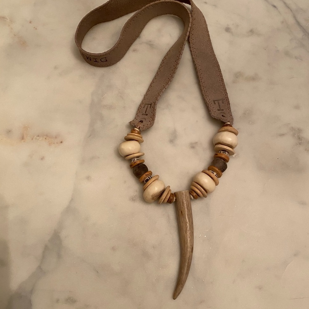 Twine & Twig Antler, Bead & Leather Necklace